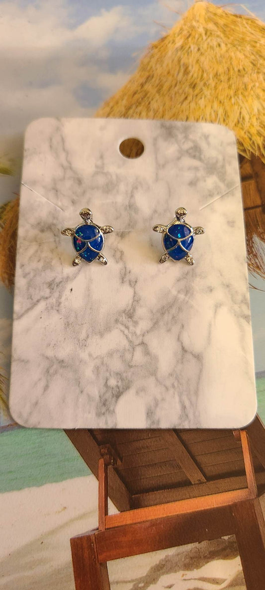 Blue Turtle Earrings