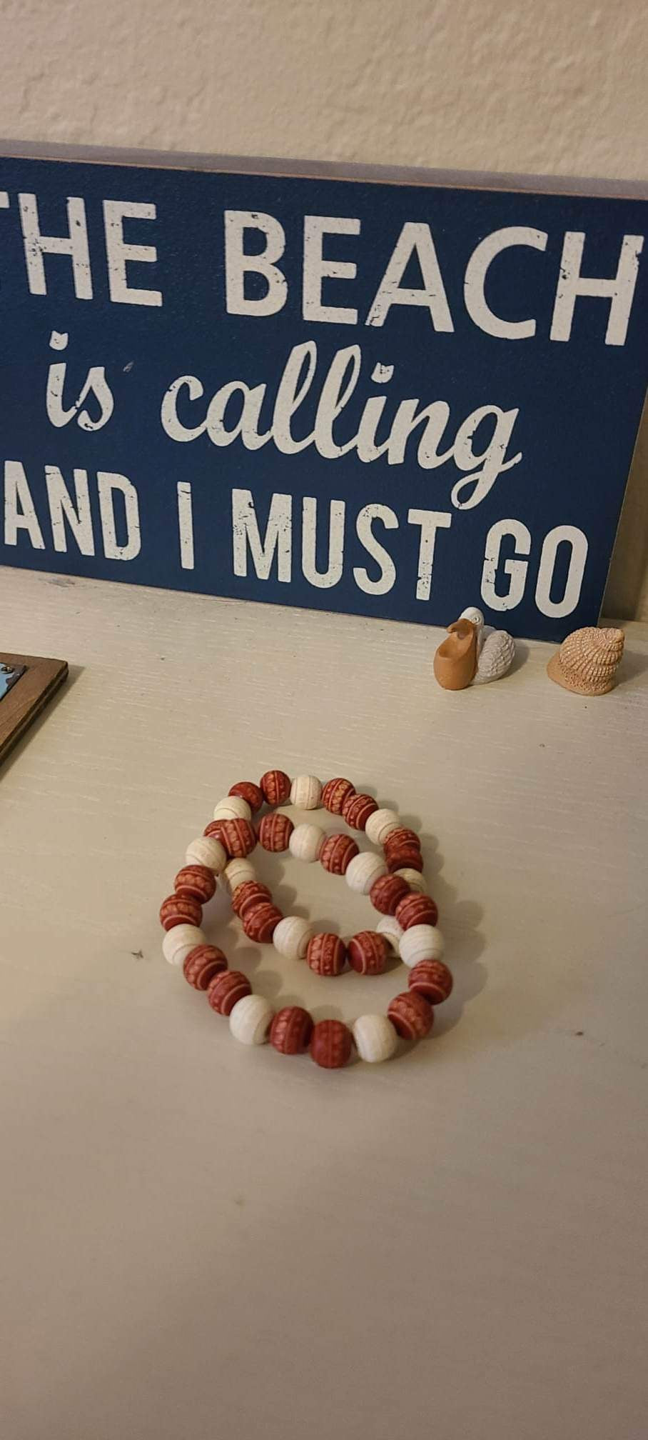 Sunrise-Red and White Beaded Bracelet