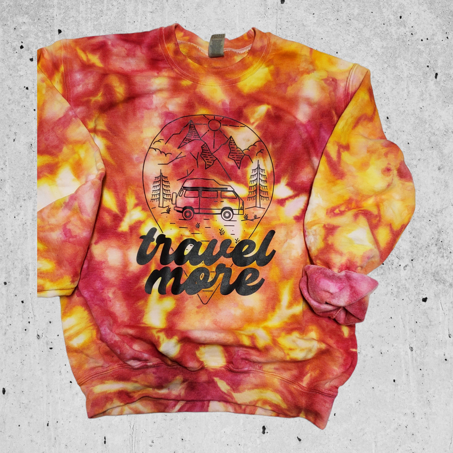 Travel More - Orange Red Yellow Fleece Crewneck